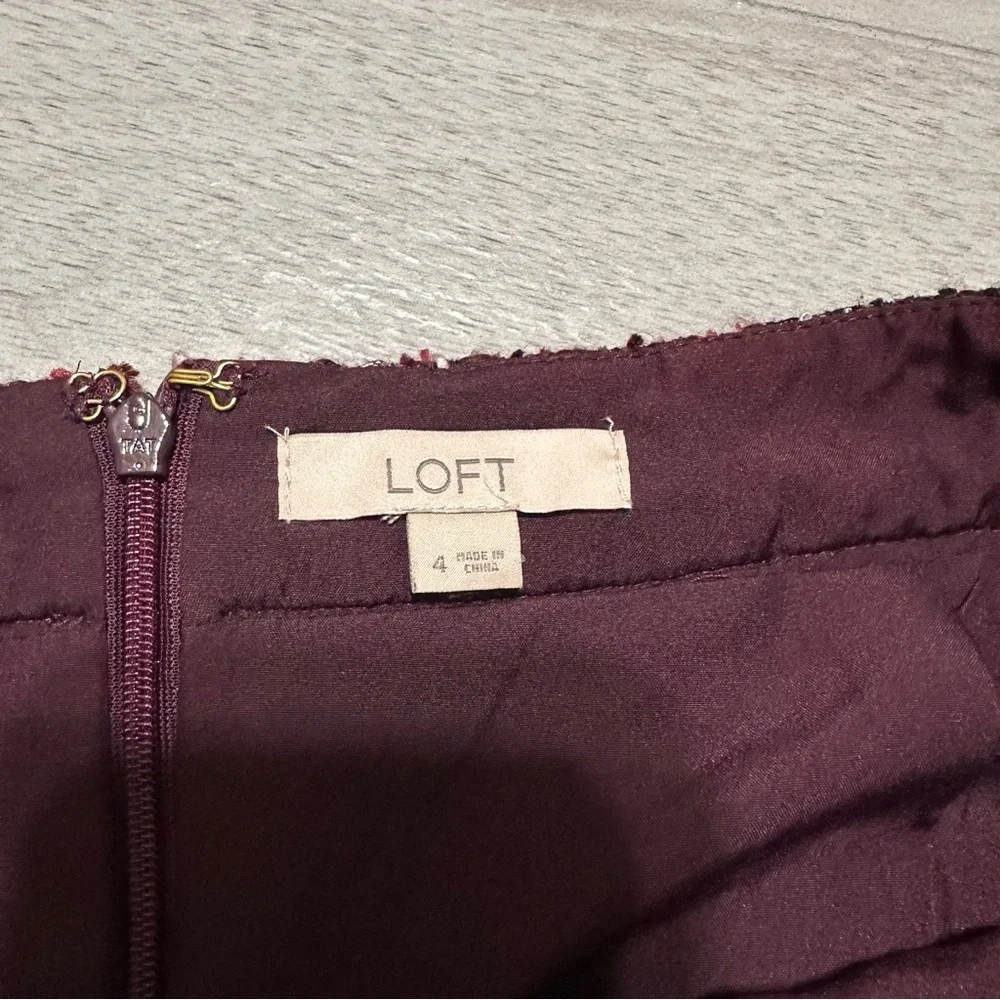 LOFT Burgundy Cabernet A-Line Mini Skirt - Picture 3 of 6